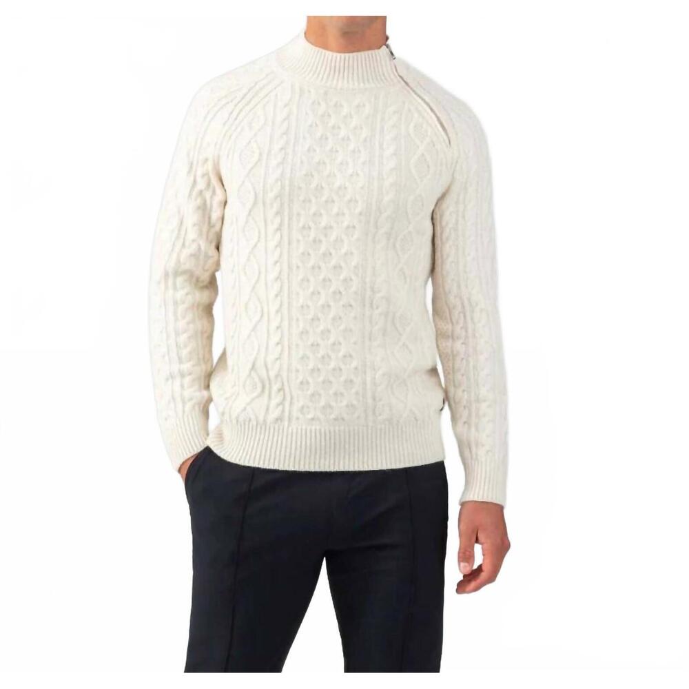 NEW RON DORFF wool cashmere telemark sweater in off white